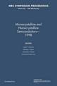 Microcrystalline and Nanocrystalline Semiconductors - 1998: Volume 536