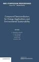 Compound Semiconductors for Energy Applications and Environmental Sustainability: Volume 1167